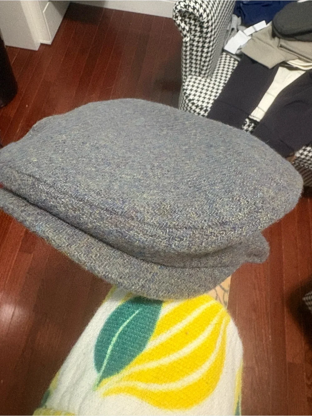 Cat & Jack Kids Tweed Flat Cap in Blue-Green/grey